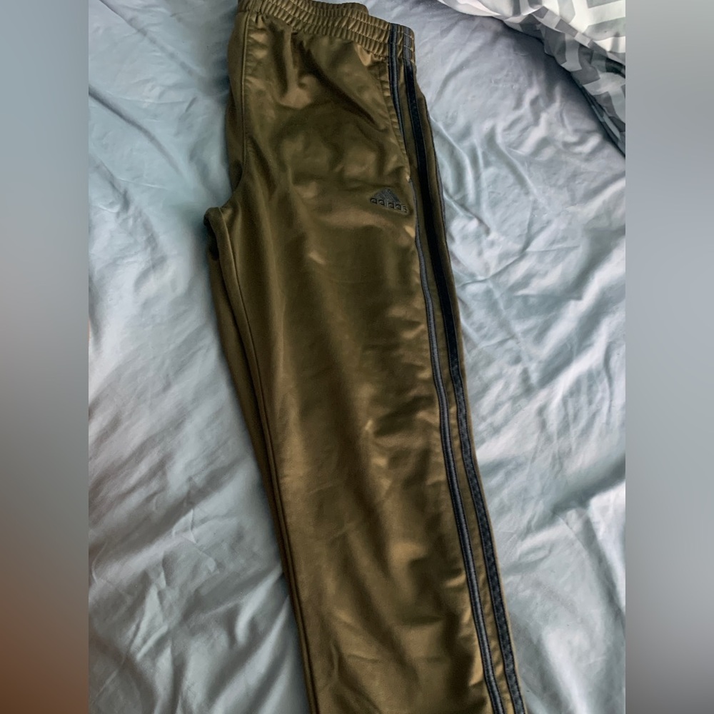 adidas brown 3 striped pants
